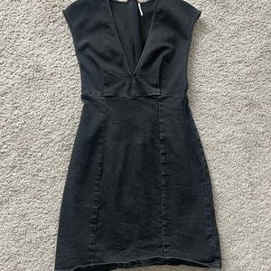 Free people black denim mini dress